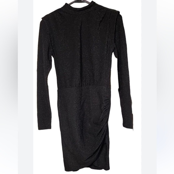Halogen black shimmery knee length cocktail ruched shoulder pads dress size XL - Picture 3 of 10